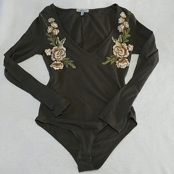 Charlotte Russe Tops - Charlotte Russe Floral Embroidered Bodysuit